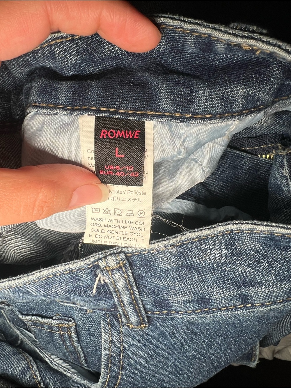 ROMWE Dark Blue Denim A-Line Skirt - Picture 3 of 7